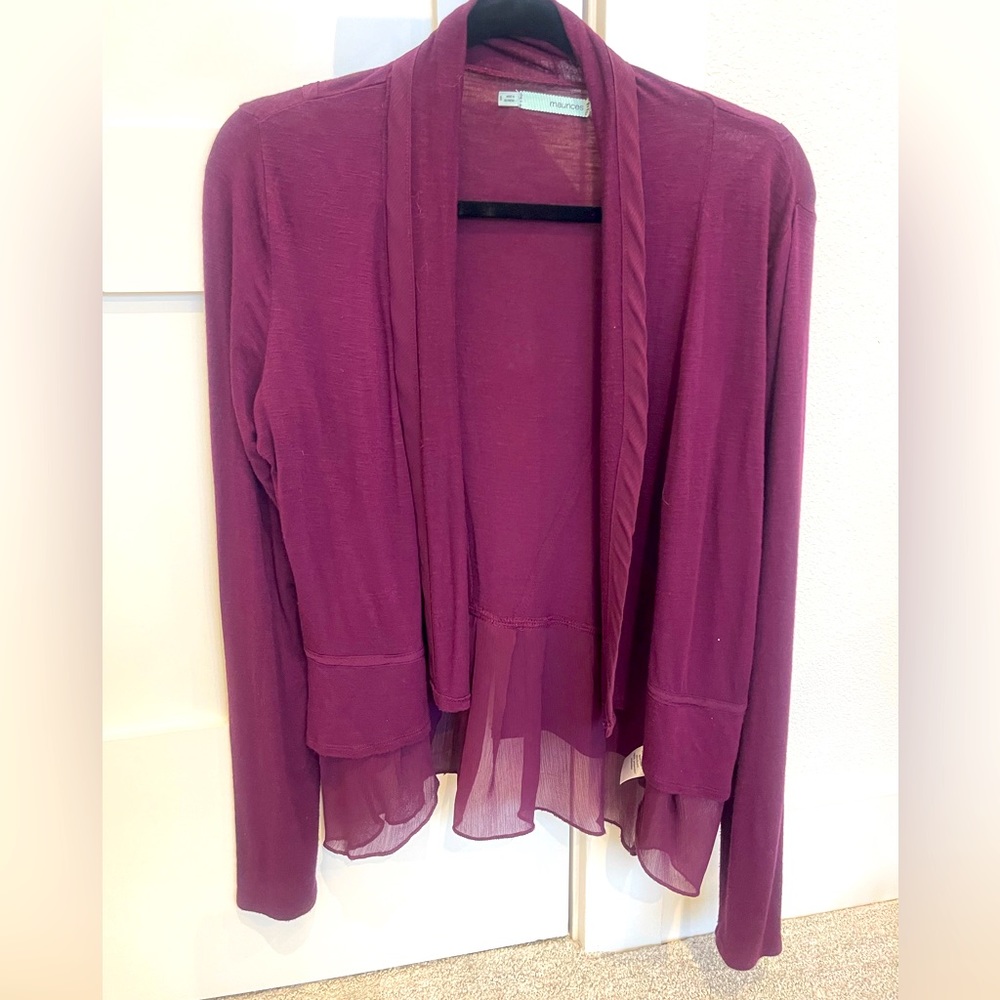 Maurice’s lightweight draped cardigan jacket